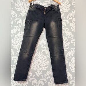 • Another Flirt Y2K Acid Wash Detail Mid Rise Jeans